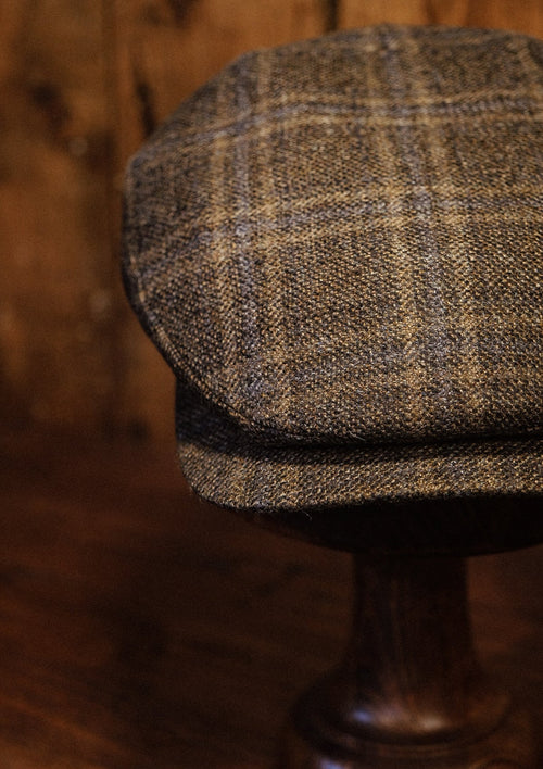 Geary Flat Cap - Light Brown Check