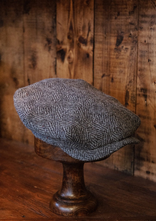 Regency 50 Pence Flat Cap - Grey Art Deco Tweed