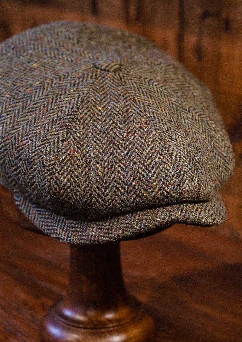 Ridgmount Baker Boy - (Narrow Width) Green Herringbone Donegal Tweed