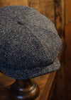 Ridgmount Baker Boy (Narrow Width) Grey Herringbone Donegal Tweed