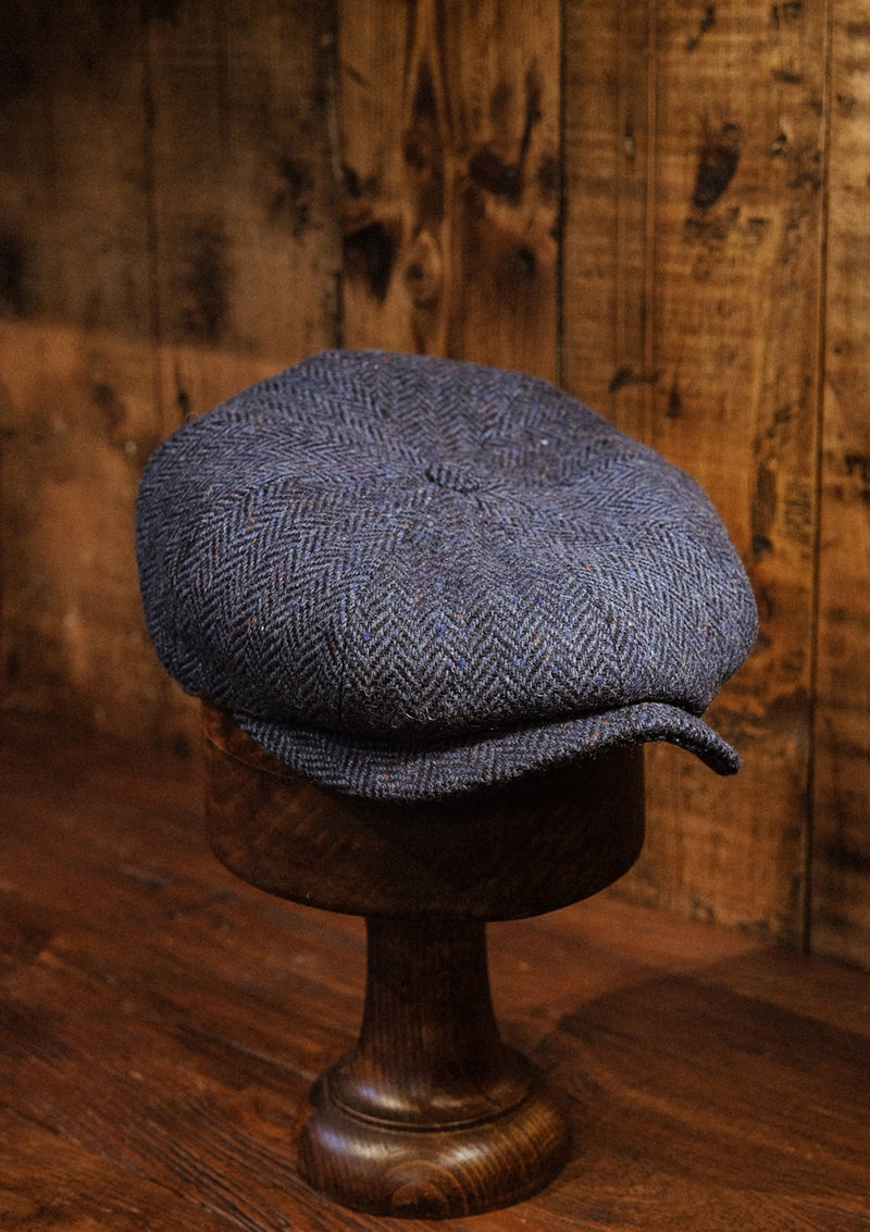 Ridgmount Baker Boy (Narrow Width) Navy Herringbone Donegal Tweed