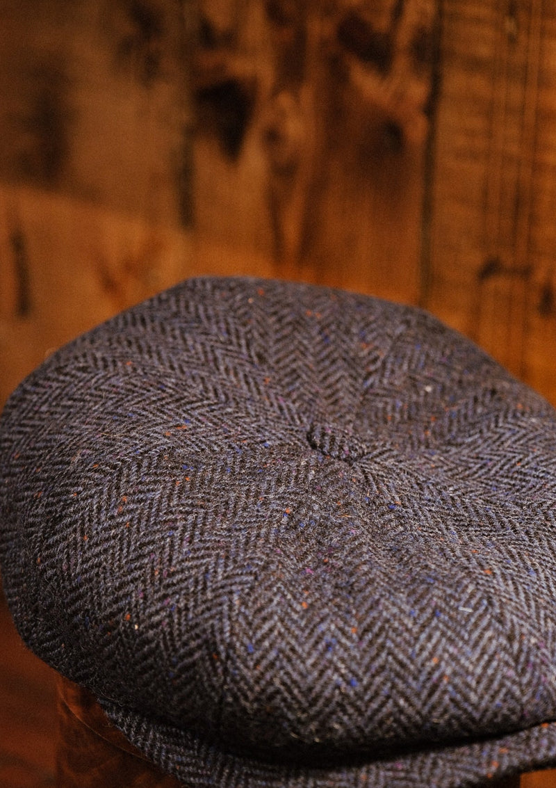 Ridgmount Baker Boy (Narrow Width) Navy Herringbone Donegal Tweed