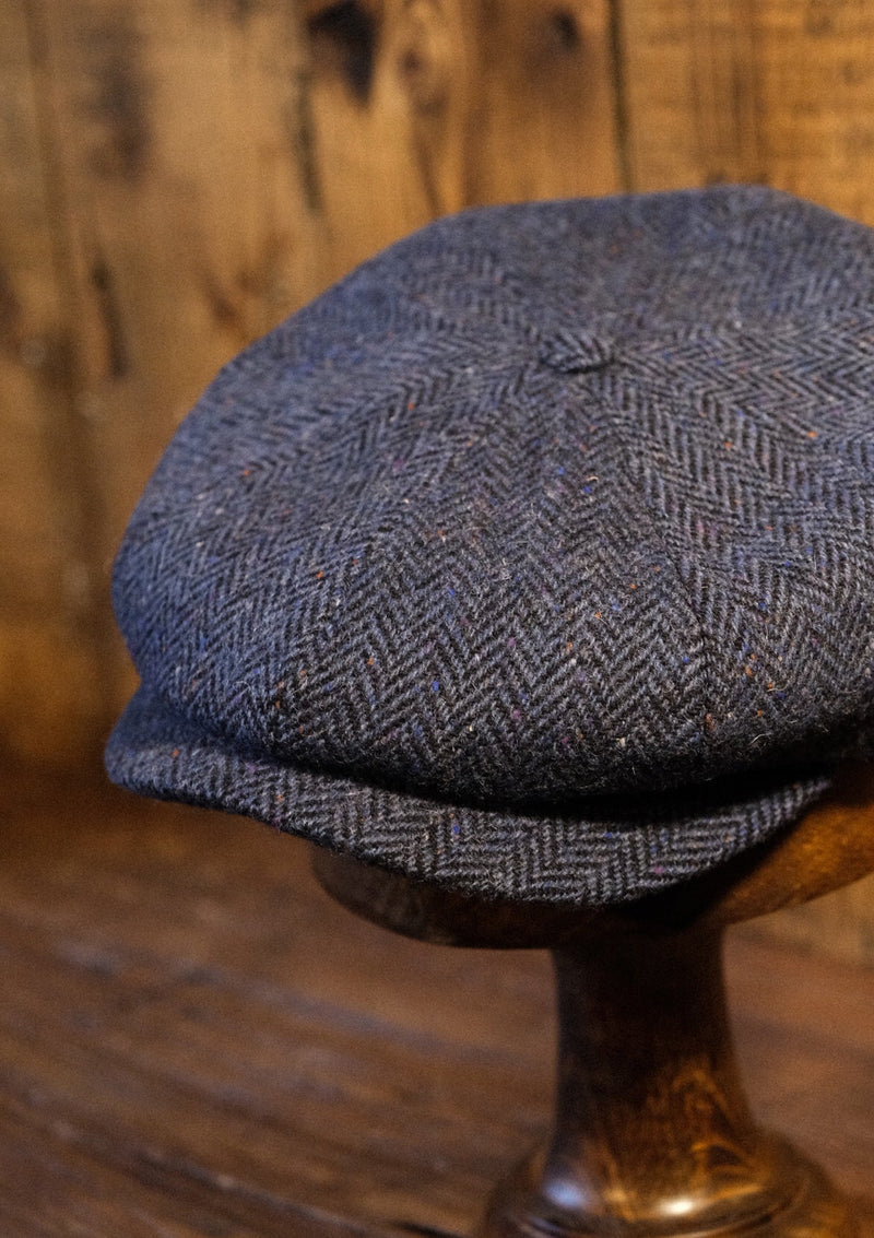 Ridgmount Baker Boy (Narrow Width) Navy Herringbone Donegal Tweed