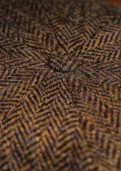 Ridgmount Baker Boy - (Narrow Width) Harris Tweed Green Herringbone