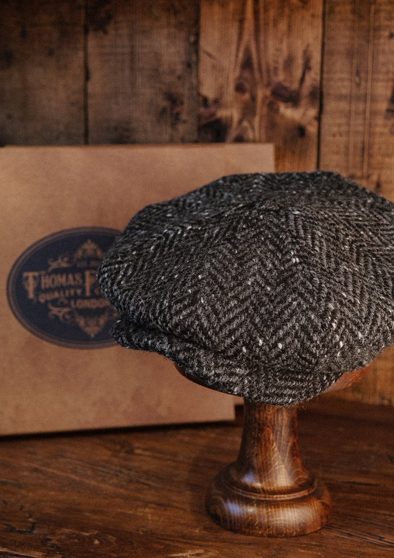 Stanton Baker Boy - (Wide Width) Donegal Tweed Black Herringbone