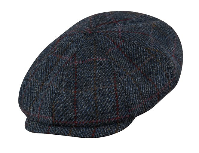 PEAKY BLINDERS SHELBY - HARRIS TWEED Genuine Scottish Harris Tweed 8 Panels Man Cap Blue-red