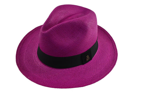 Advanced Original Panama Hat-Fuchsia Toquilla Straw-Handwoven in Ecuador (HatBox Included)