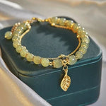 Lucky Wada Jade gold leaf bracelet