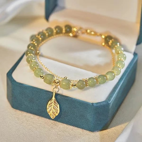 Lucky Wada Jade gold leaf bracelet