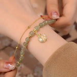 Lucky Wada Jade gold leaf bracelet