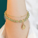 Lucky Wada Jade gold leaf bracelet