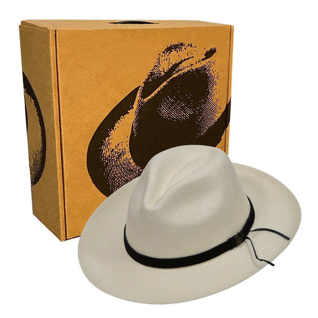 Advanced Original Panama Hat-Off-White Straw-Handwoven in Ecuador(HatBox  Included)-Wide Brim